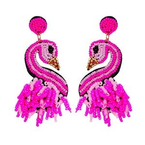 Gorgeous pink beaded flamingo earrings
